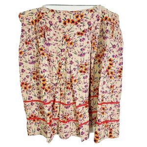 Lux Lux Lux Womens Skirt Size 9 Floral Cotton Pleated Ruching Beige Purple Red